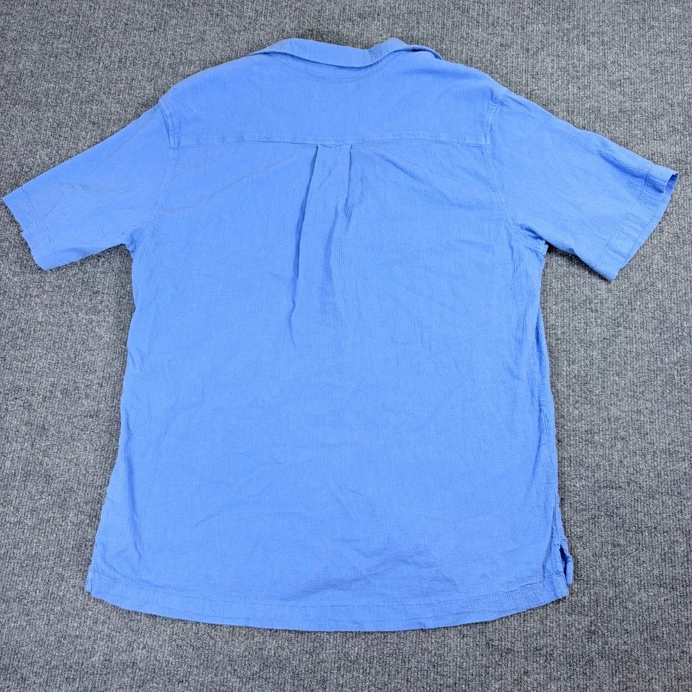 Standard Cloth Mens Small Blue Cotton Crinkle Short Sleeve Button Down Shirt